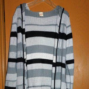 Faded Glory Women's Ribbed Duster w Hoodie XL Gray